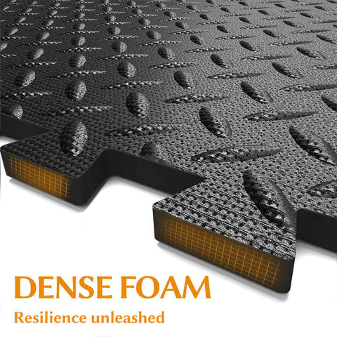 60x60cm 16 TILES (64 SQ FT) Exercise Interlocking Floor Mats - Black