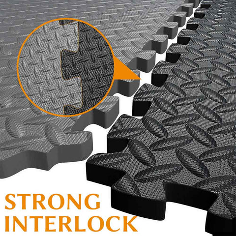 Black 60x60cm 8 TILES (32 SQ FT) Exercise Interlocking Floor Mats