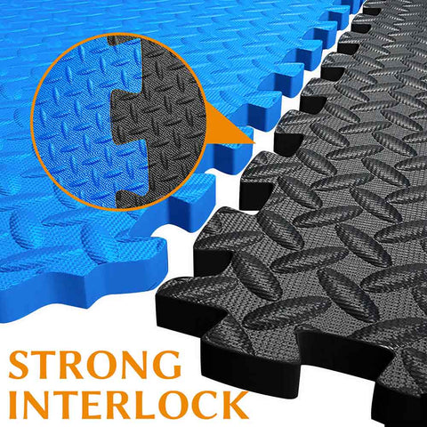 60x60cm 8 TILES (32 SQ FT) Exercise Interlocking Floor Mats - Blue