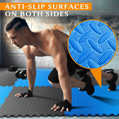 60x60cm 12 TILES (48 SQ FT) Exercise Interlocking Floor Mats - Blue