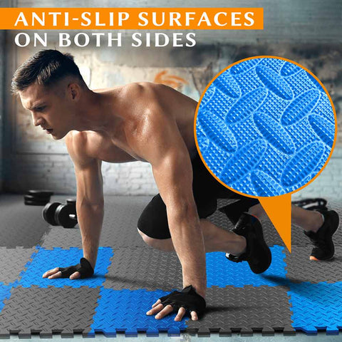 30x30cm 18 TILES (17 SQ FT) Exercise Interlocking Floor Mats - Blue