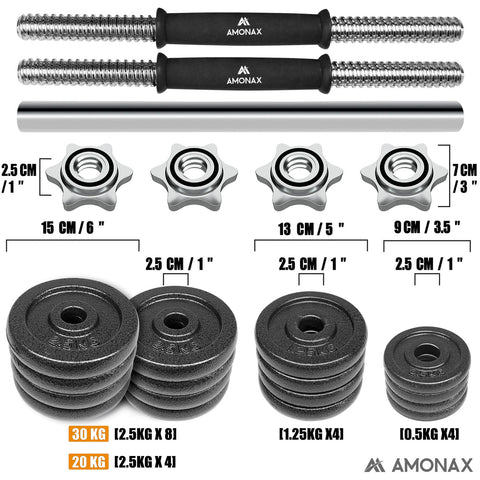 Cast Iron Adjustable Dumbbell Set for Home Gym (15–50kg)