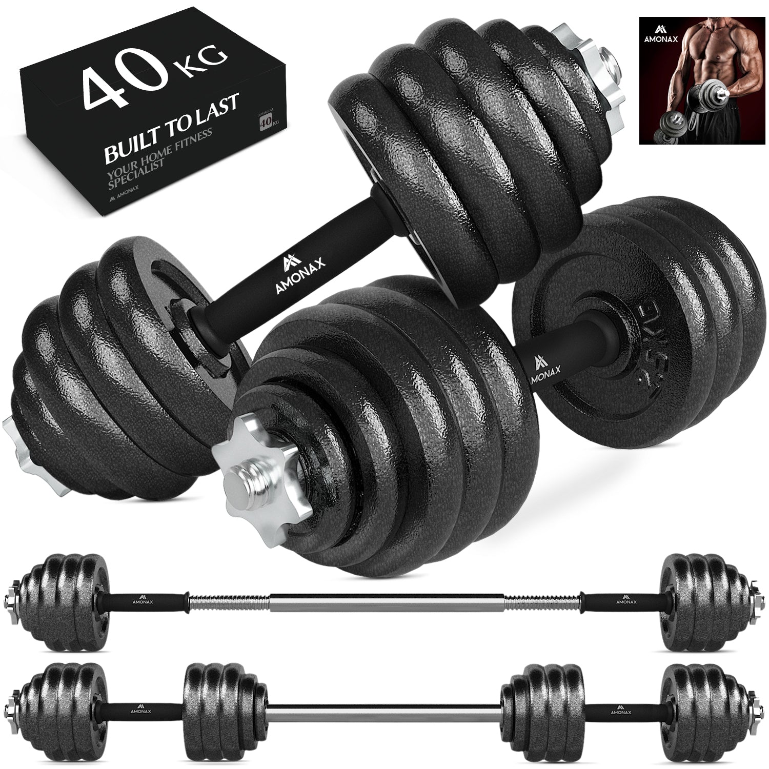 40kg adjustable dumbbell set