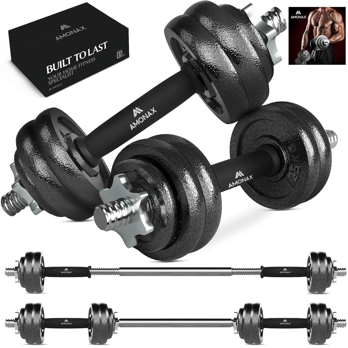 15KG Cast Iron Adjustable Dumbbell Set for Home Gym